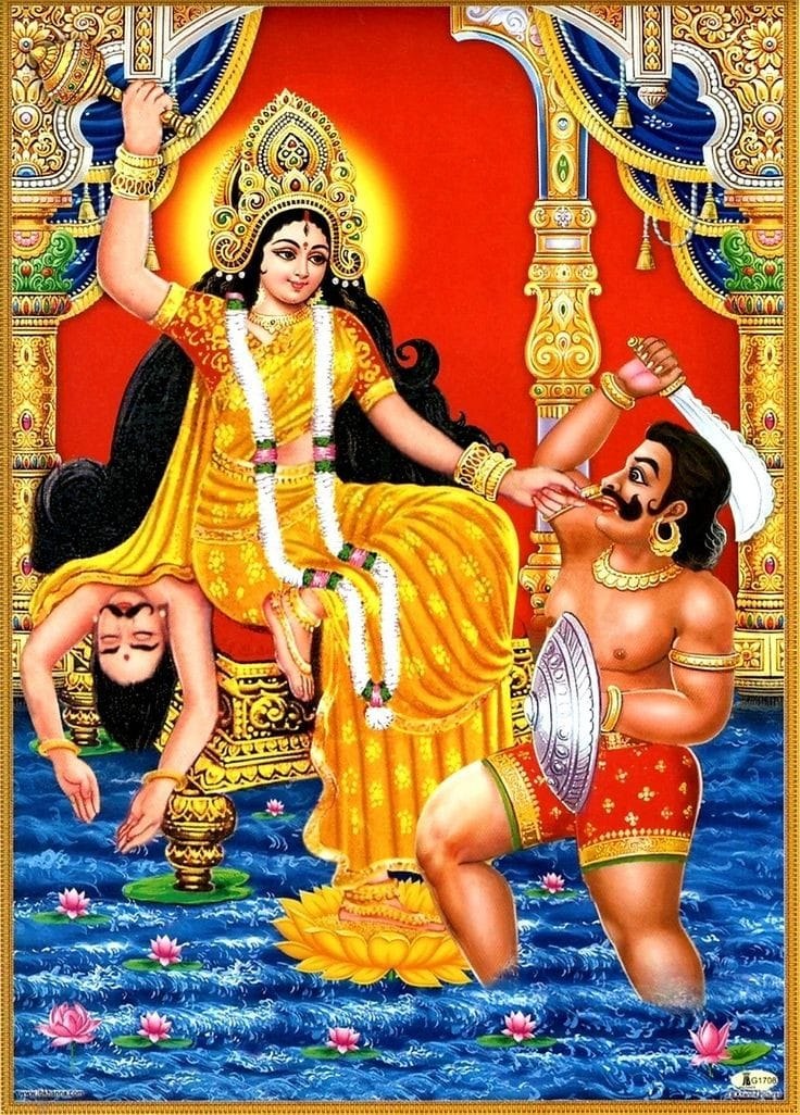 Darshan of The Divine Vigraha Of The Divine Mother Mata BagalaMukhi, Clad in yellow, Seated upon the throne
